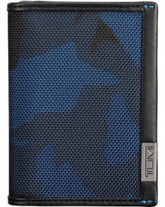 a blue and black camouflage case